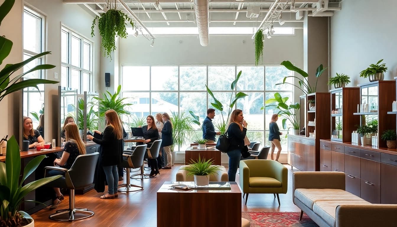 Aveda salon San Diego showcasing vibrant hair transformations and a welcoming atmosphere.