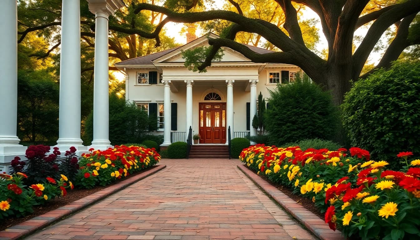 Stunning colonial home renovation showcasing elegant architecture and vibrant landscaping.