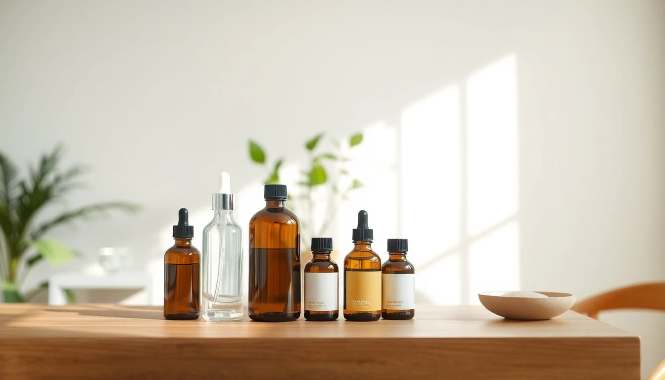 Showcasing wellness products from https://amc-essentials.com/ in a serene, sunlit setting.