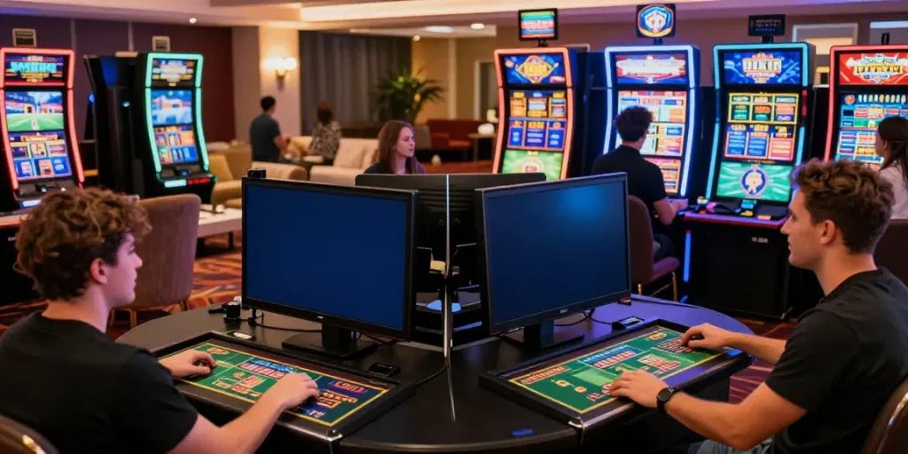 Dynamic online betting experience at VIN88, featuring players enjoying sports betting and casino games.