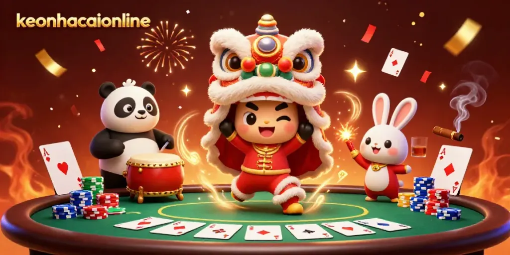 Experience thrilling gameplay at keonhacaionline with a vibrant illustration of dynamic casino elements.