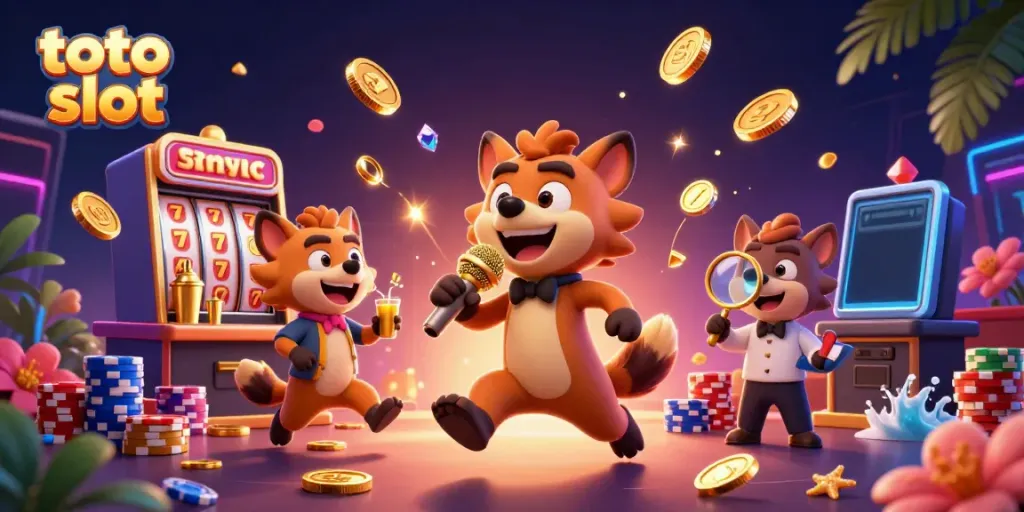 Experience excitement at the toto slot casino with hyenas in a lively comedy club setting.