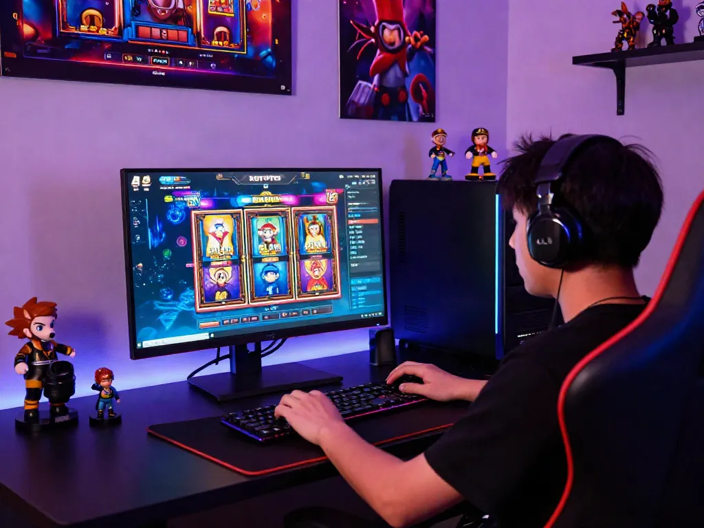 Engaging gaming setup showcasing a player enjoying slot gacor games on KOITOTO platform.