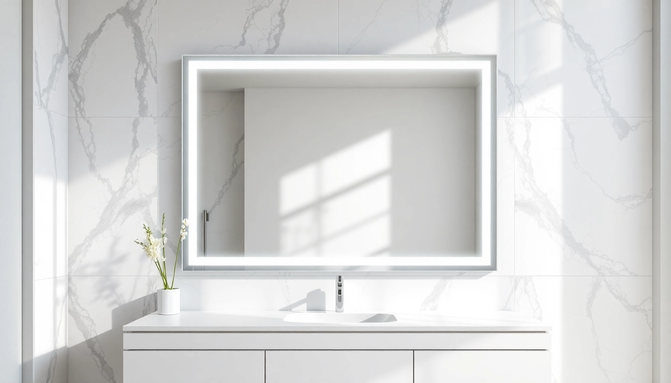 Enhance your space with an elegant led mirror featuring modern design and natural lighting.