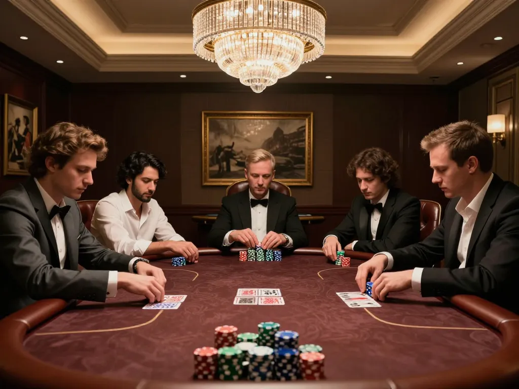 A high-stakes poker game featuring strategic bets at vipwin VIP room.