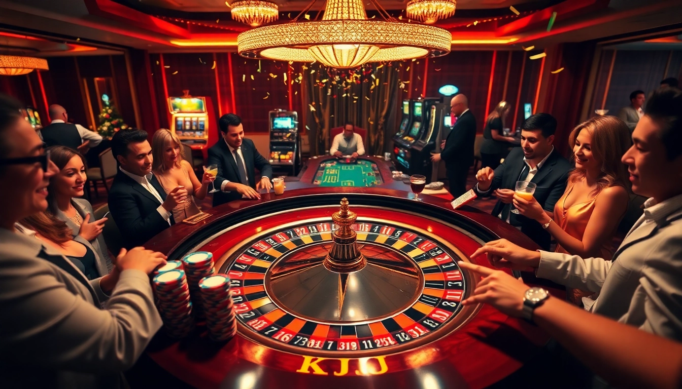 Experience the excitement of KJC's online casinos with vibrant roulette action and luxurious atmosphere.