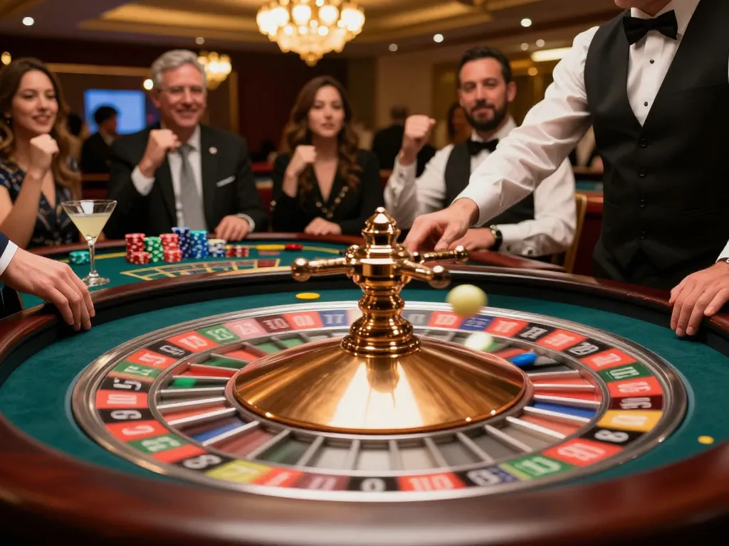 Players engaging in strategic betting at a go8 roulette table, highlighting the excitement of the game.