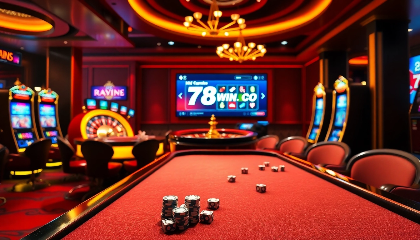 Play exciting casino games at https://78winn.co/ with vibrant tables and spinning roulette wheels.