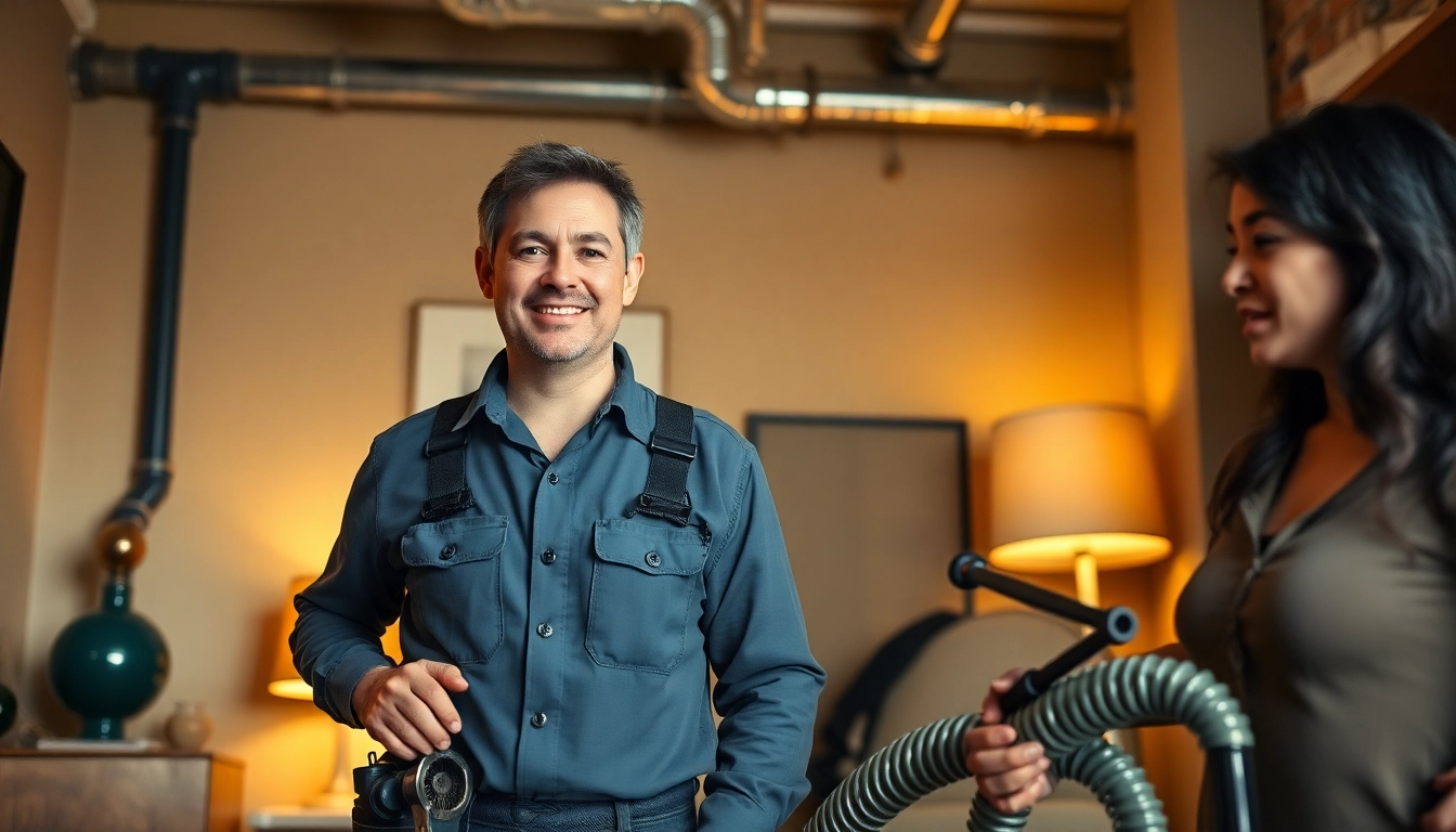 Emergency plumbing help for sewer backup with a professional plumber assisting a homeowner in a NYC apartment.
