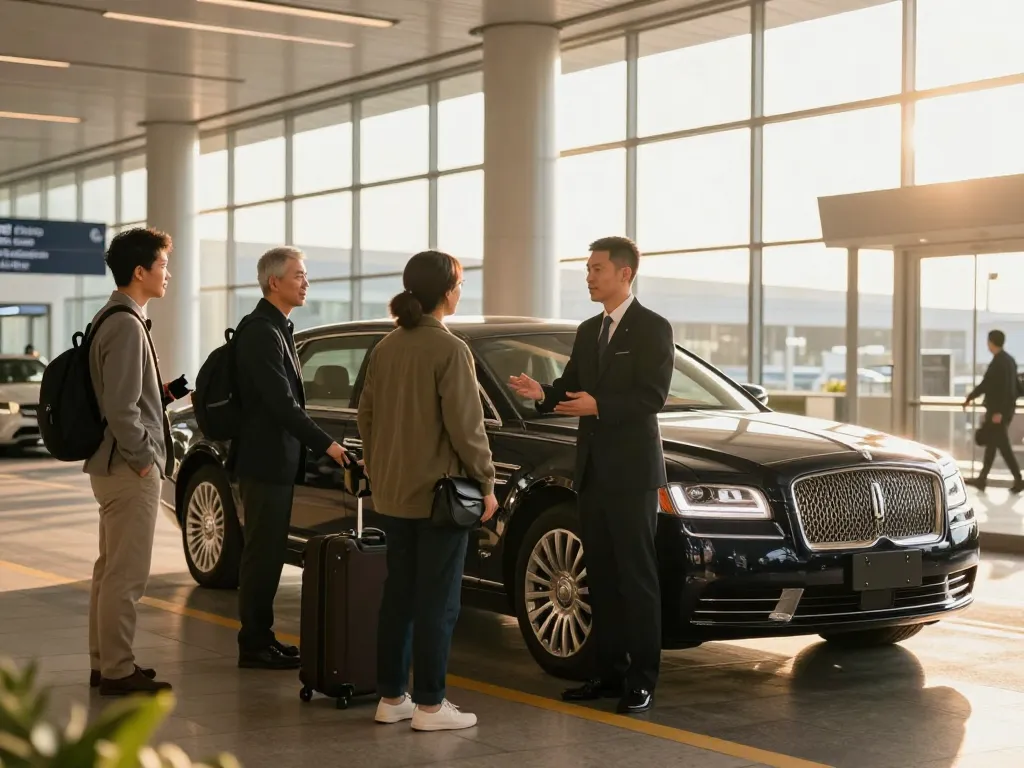 Experience luxury with Naperville to O’Hare limo transfer, featuring chauffeur at airport.