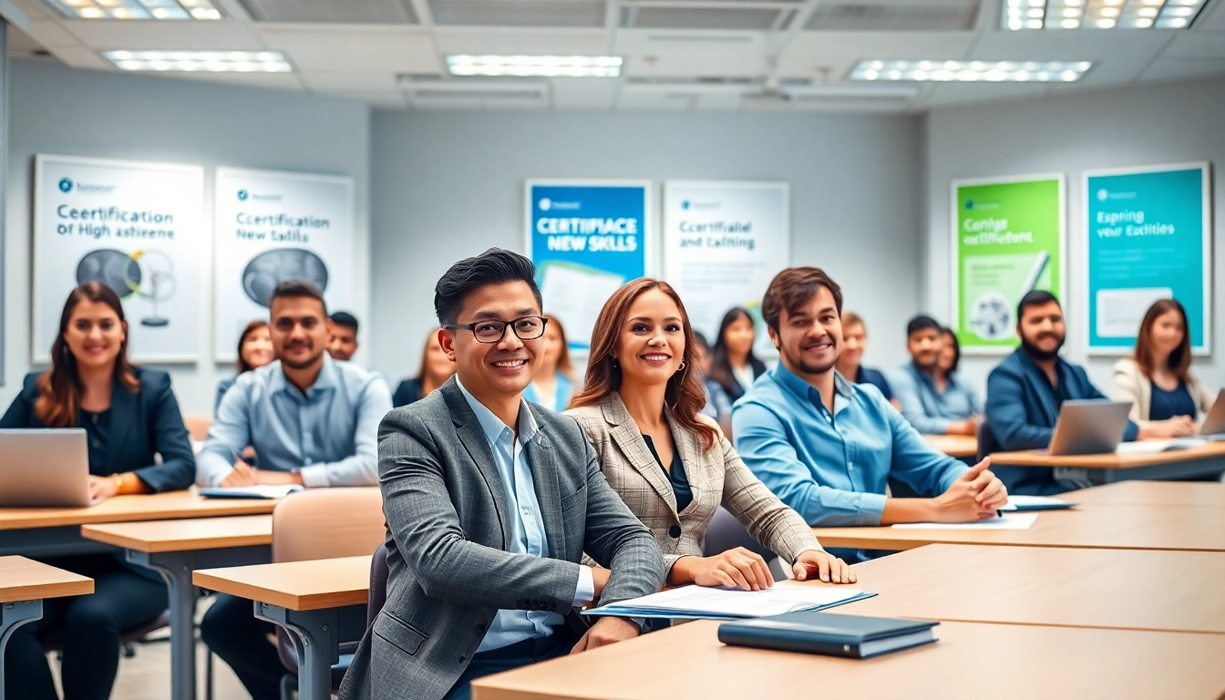 Individuals exploring options to get certified in a bright, motivating classroom setting.