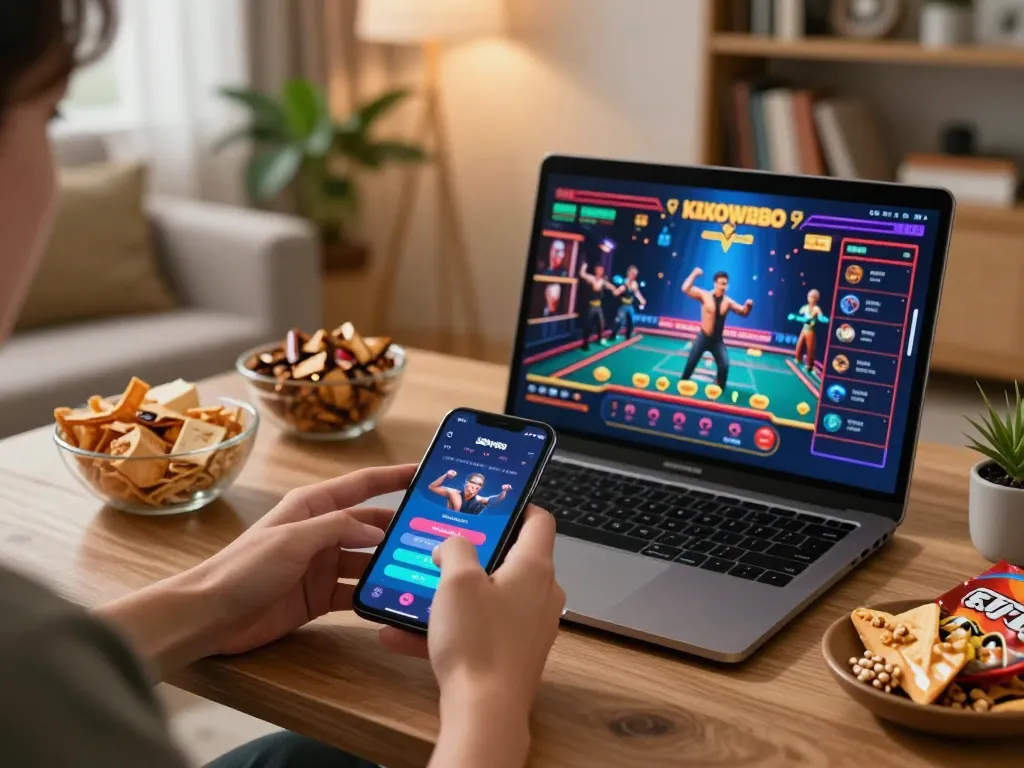 Engaging with the 88vvgo app for online casino gaming in a cozy home setting.