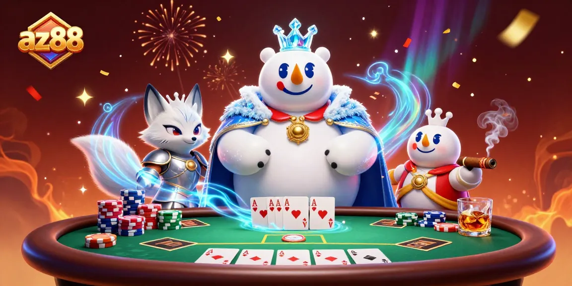 Experience thrilling poker action with az88's dynamic casino illustration featuring iconic characters.