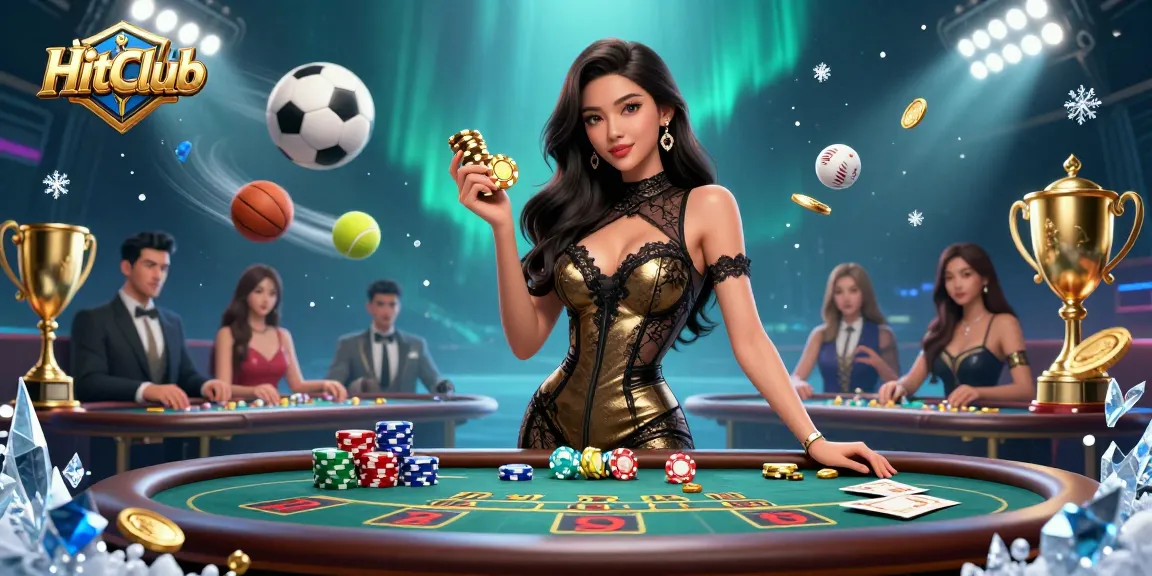 Engage in high-stakes action with HitClub at the VIP baccarat table, showcasing casino glamour.
