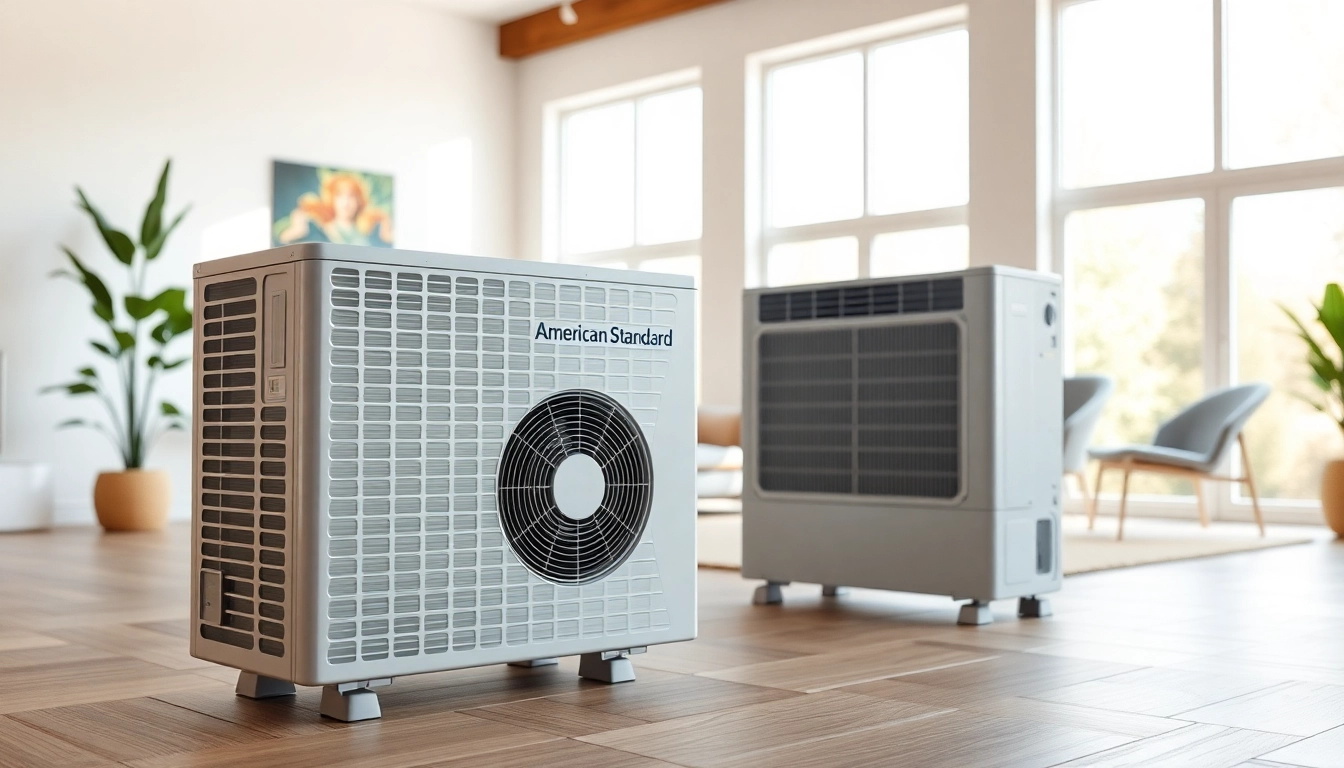Showcase of american standard heat pumps in a modern living room setting. related image