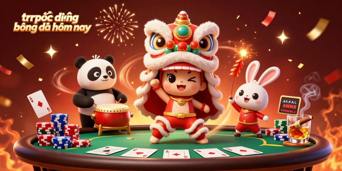 Engage in trực tiếp bóng đá hôm nay while enjoying vibrant casino elements with animated characters and rich decorations.