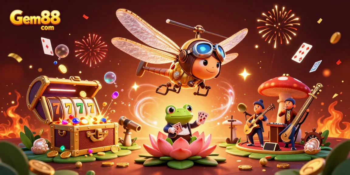 Experience the excitement at Gem88 com with vibrant 3D casino scene featuring thrilling gameplay elements.
