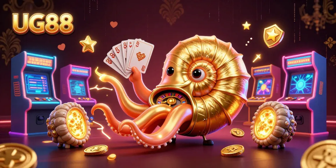 Experience exciting gameplay at UG88 with a vibrant 3D casino scene involving a glowing nautilus and casino elements.