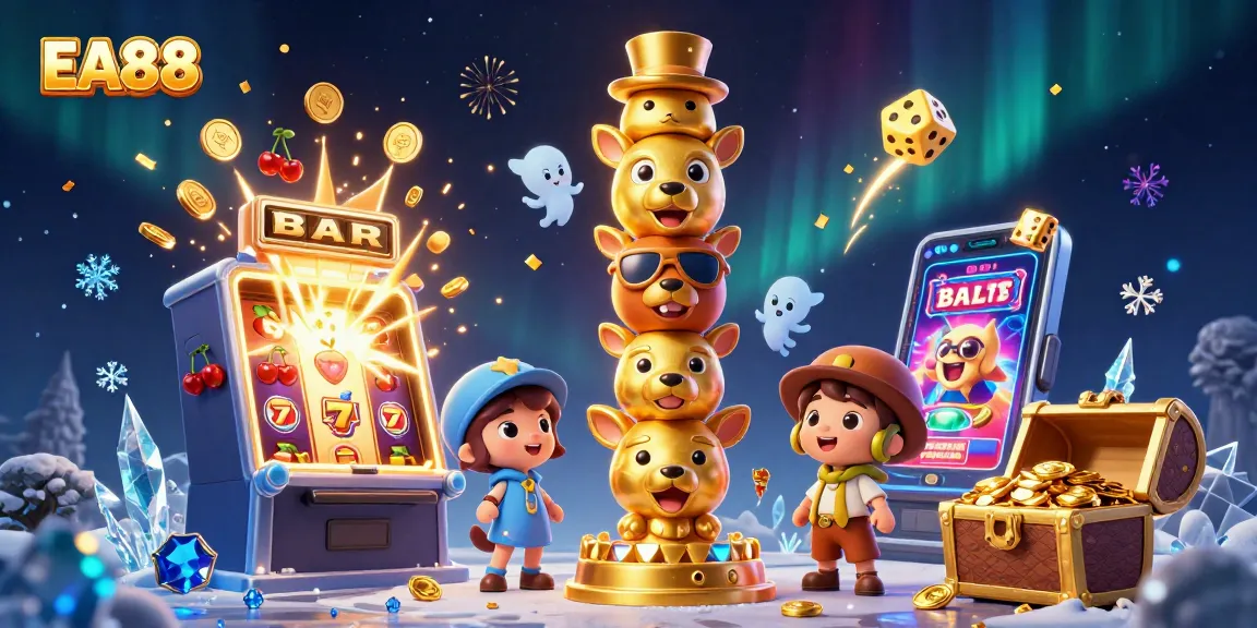Experience the thrilling EA88 jackpot with dynamic casino elements and vibrant character designs.