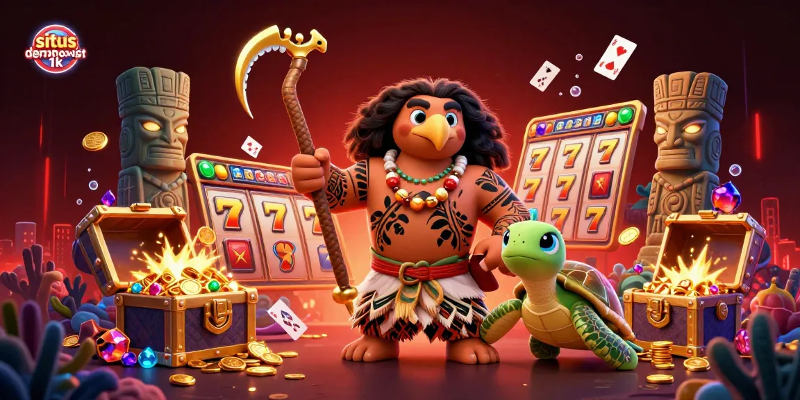 Experience thrilling wins with situs deposit 1k in this vibrant casino-themed digital illustration.