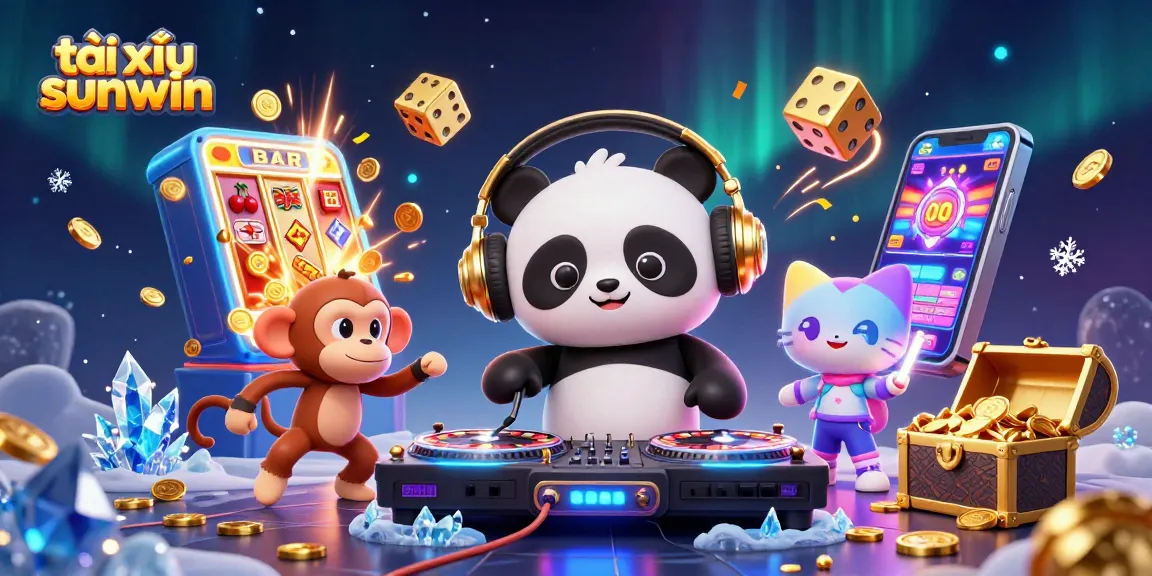 Engage with tài xỉu sunwin through this vibrant illustration featuring animated casino elements and characters.