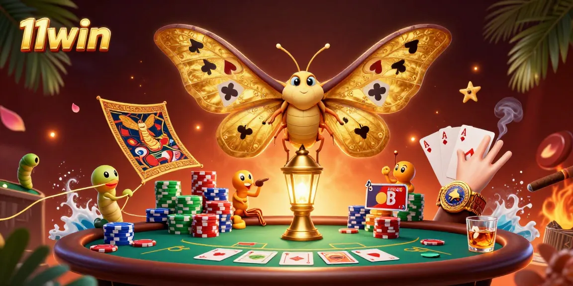 Win big with 11win in this vibrant casino scene featuring epic card gameplay.